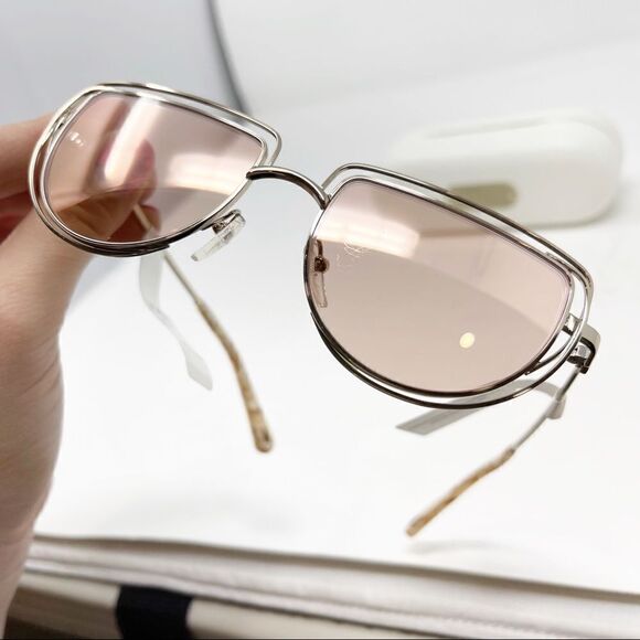 Chloe Rose Gold Peach Flash Retro Sunglasses - Picture 7 of 8